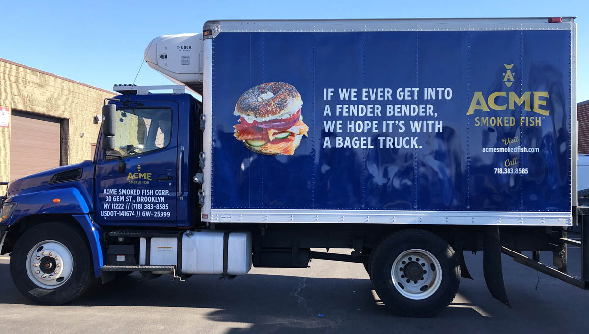 Our latest truck wrap for @acmesmokedfish is ready for the road. getwrappedny.com signcentralny.com #signcentralwraps #getwrappednewyork #getwrapped #vehiclewrap #truckwrap #advertising #mobileadvertising #creativeservices #cardecals #vehicledecals