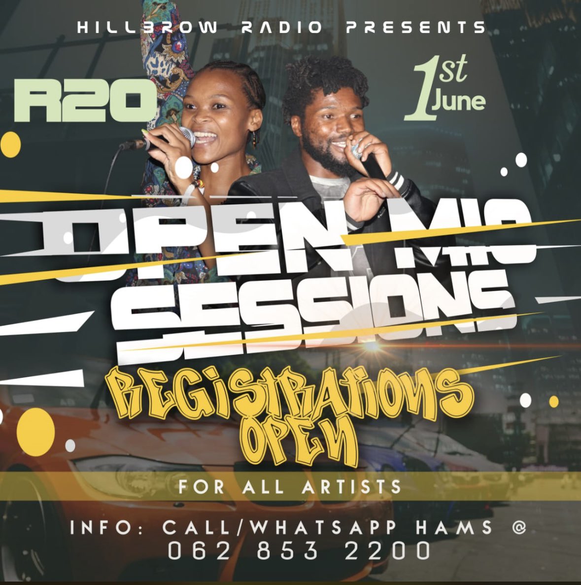 HilbrowRadio247's tweet photo. Hillbrow Radio 24/7 presents the open mic sessions.

Registrations open!!!

Date: 1/06/2024

#hillbrowradio247 #HillbrowRadio #openmicsessions #2024webelieveinyou #rooftopsessions https://t.co/3VmtifY1qQ