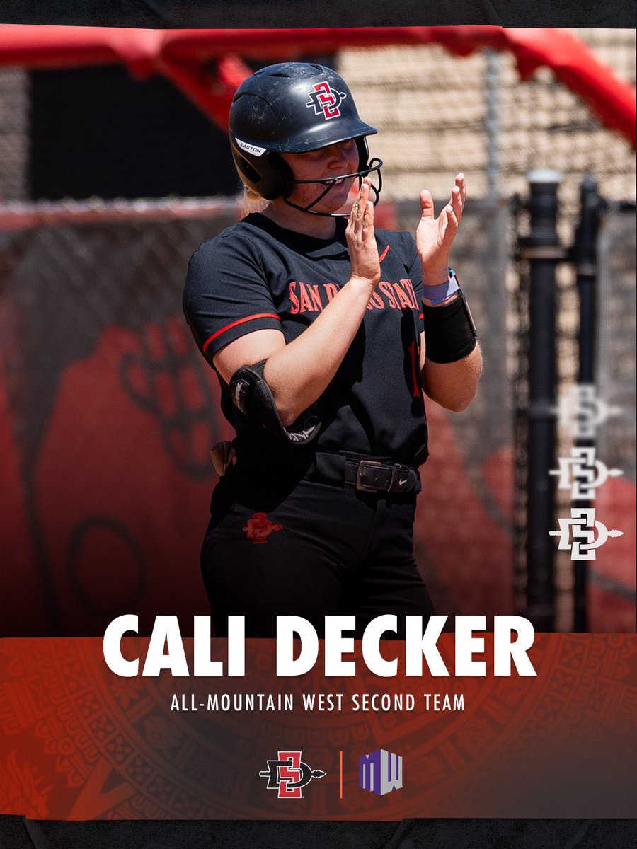 Aztecs all over the All @MountainWest teams! @allieeelight, @DeniseDesireeH1 and @mac_softball31 made First Team while @CaliDecker is on the Second Team! Congrats ladies! #GoAztecs