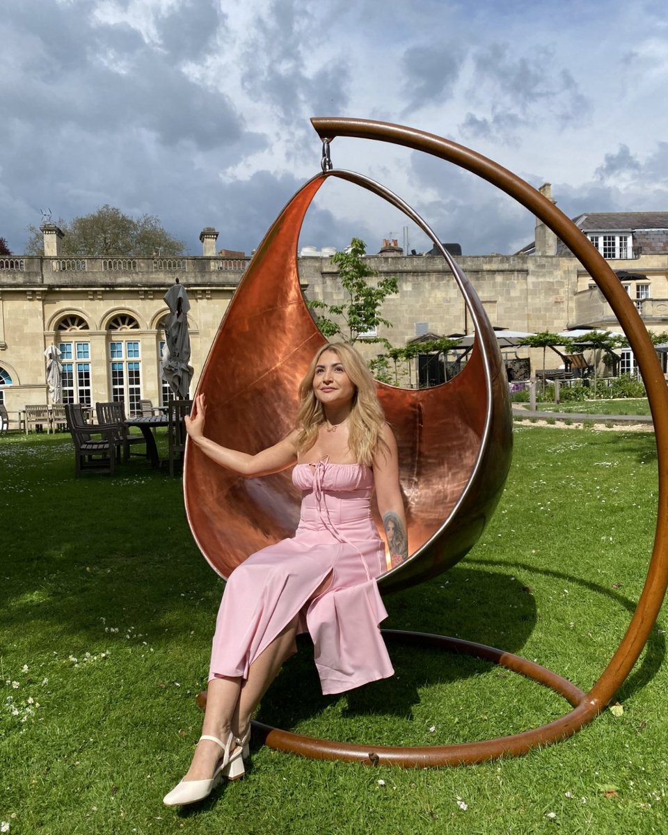 Our guests are enjoying the beautiful new addition to our gardens, the Kubucu Designs Copper Swing. Come and try it out for yourself, perhaps with a book or today's newspaper #royalcrescenthotel #visitbath