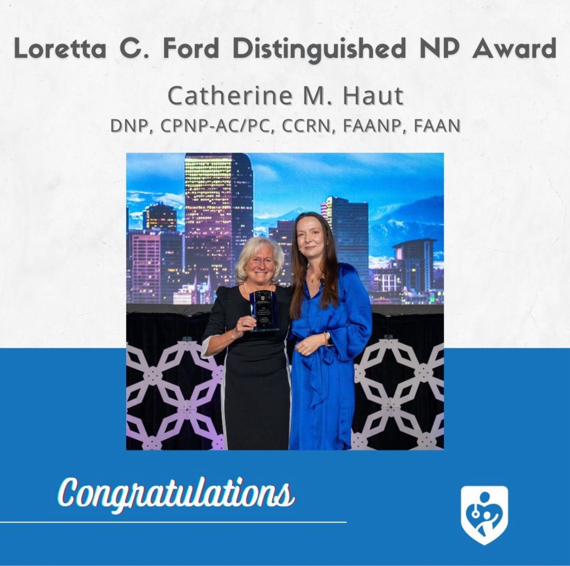 Kudos to Dr. Catherine Haut, Dir. of Nursing Research @Nemours, on receiving the 2024 Loretta C. Ford Distinguished Nurse Practitioner Award from @NAPNAP! Your contributions to pediatric healthcare go #WellBeyondMedicine. Join me in congratulating Dr. Haut! #NursesWeek #Nursing