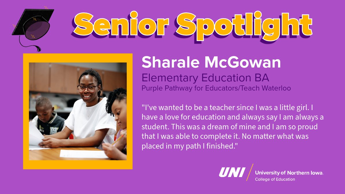 Sharale McGowan is another Purple Pathway for Paraeducators grad-to-be--as well as a Teach Waterloo fellow--to complete the two-year online program begun in 2022. Dream achieved! Enjoy Sharale's story: bit.ly/SharaleM24 #thankateacher #teacherappreciationweek #Spring24Grad