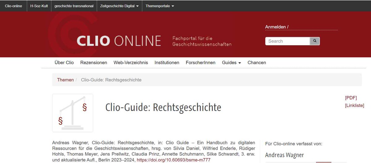 'A new guide to (digital) legal history', a post about the guide on and web directory for #legalhistory at the German CLIO portal, rechtsgeschiedenis.wordpress.com/2024/05/08/a-n…