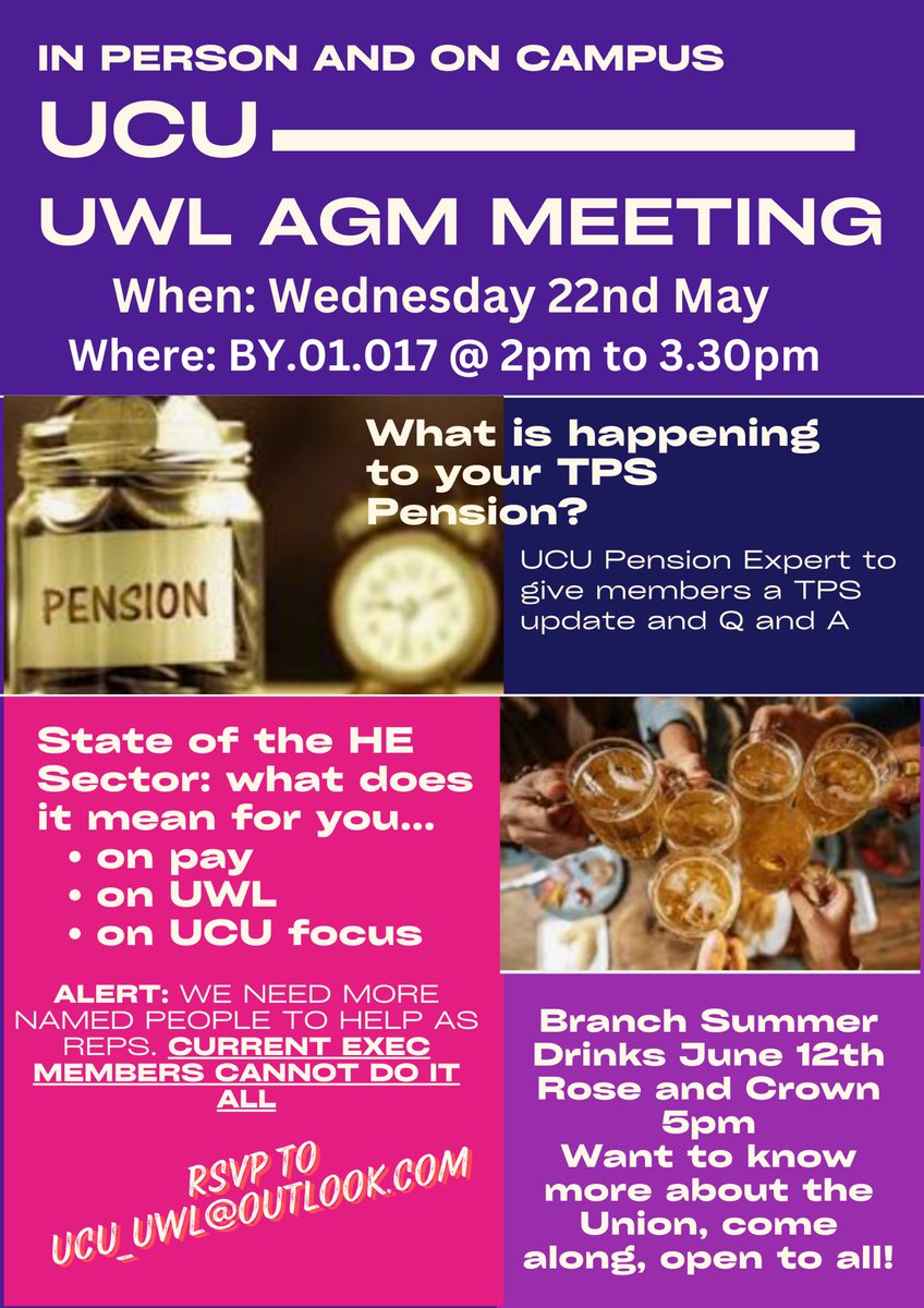 UCU_UWL's tweet image. 👀 in your preferred email inboxes for info on #UWL @ucu branch AGM‼️Wednesday 22nd May at 2pm