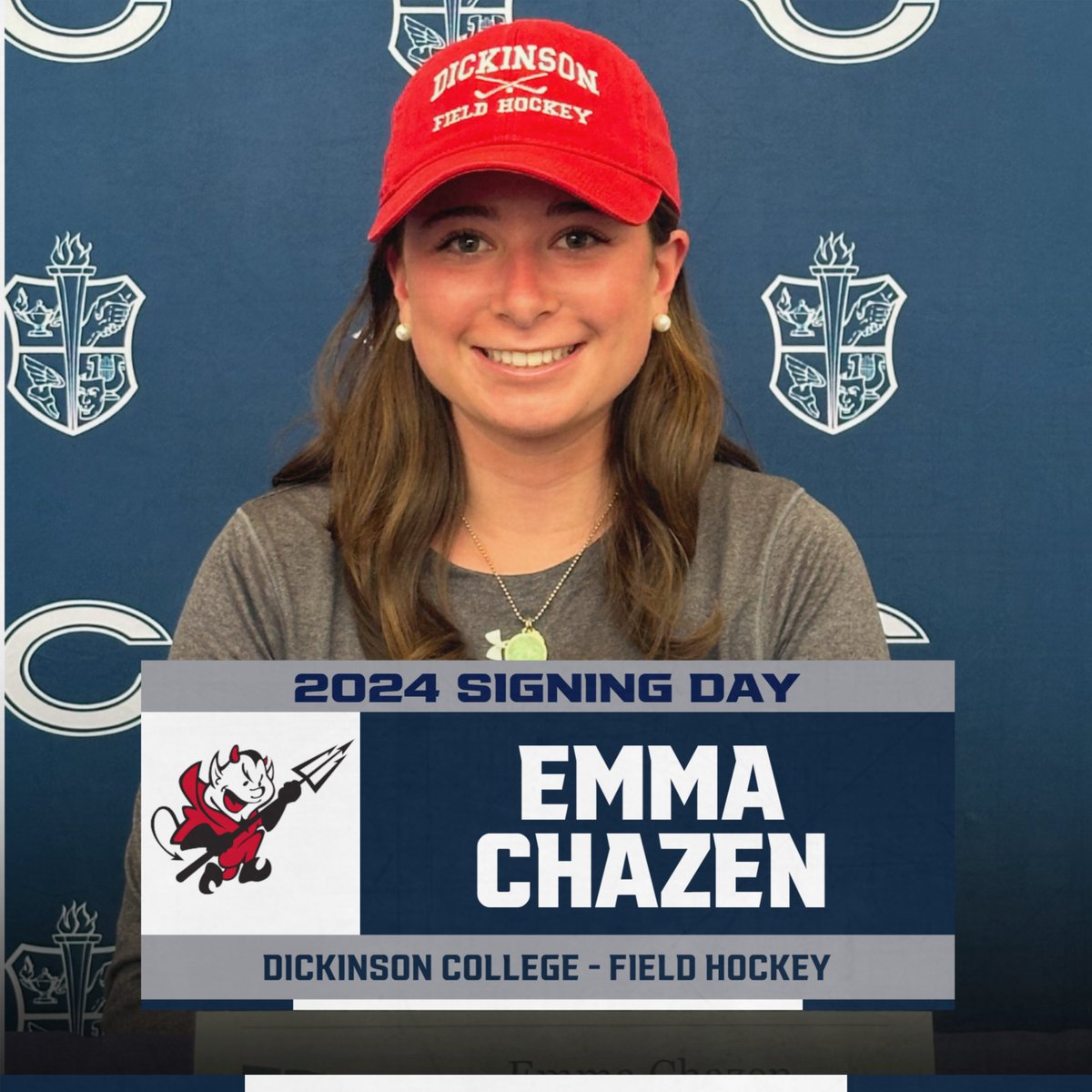 Congratulations to Emma Chazen who has committed to play field hockey for Dickinson College next year! Best of Luck as you continue your athletic career! @ChathamCougars @Athletics_CHS @ChathamsTAP @dailyrecordspts @ChathamCourier1 @ChathamHS @DsonRedDevils