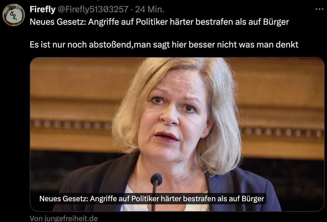 #Faeser ist wahrhaftig die personifizierte Inkompetenz.