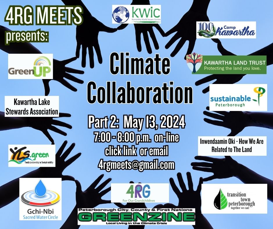 Join For Our Grandchildren (4RG) for a virtual meeting from 7-8 p.m. on May 13th for a discussion on climate collaboration. The event will feature speakers from community organizations across the region, including KLT's Executive Director, John Kintare.  

forourgrandchildren.ca/event/4rg-meet…