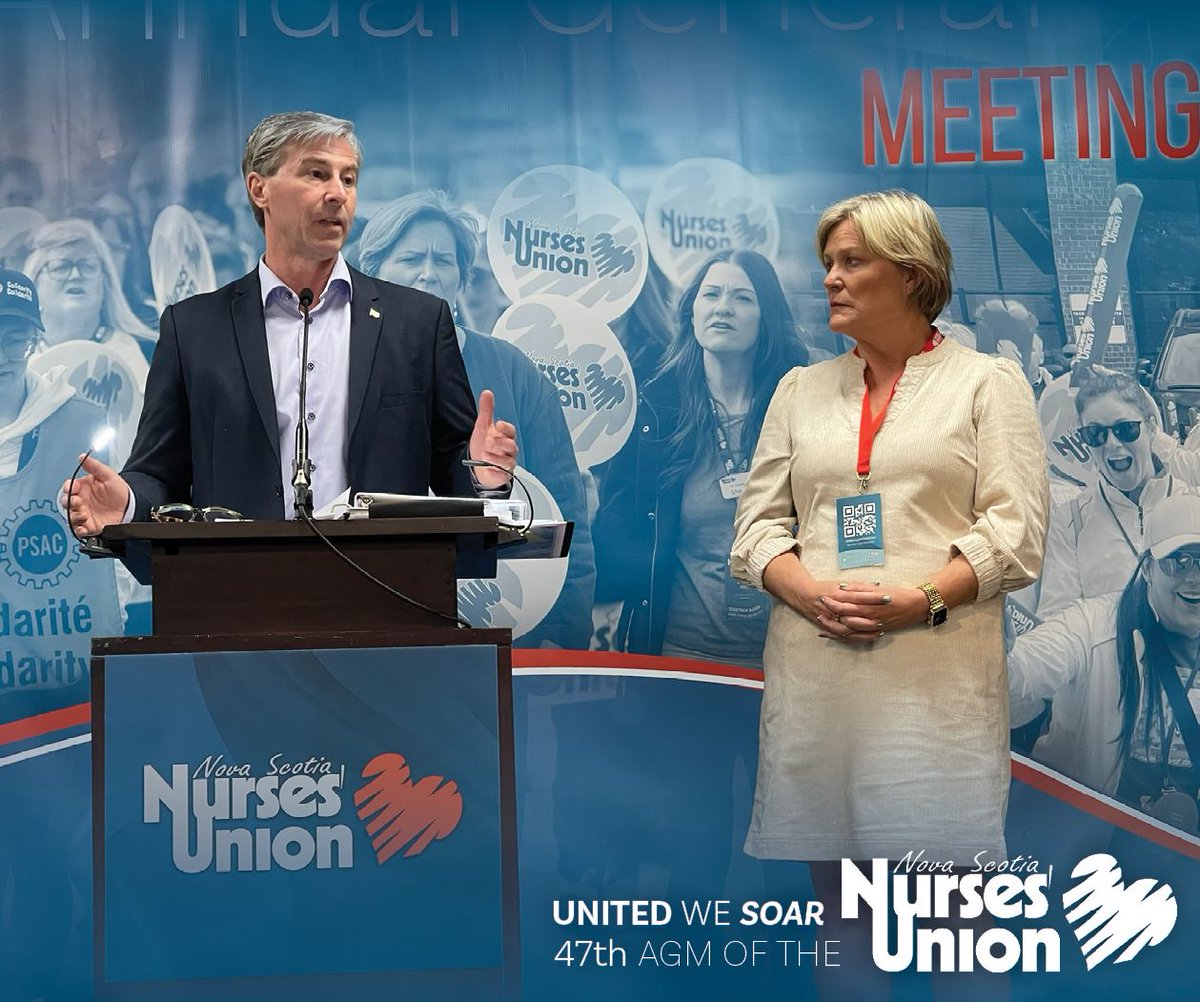 This afternoon NSNU members at our AGM gave a warm welcome to premier Tim Houston. The premier dropped by to express his appreciation for nurses in this province, praising their dedication and hard work. He thanked those gathered for the event. We thank him for joining us.