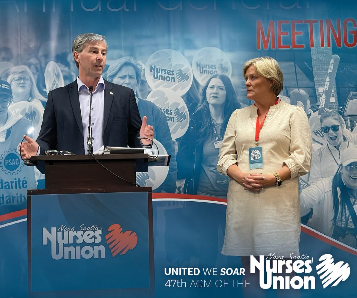 NS_nurses's tweet photo. This afternoon NSNU members at our AGM gave a warm welcome to premier Tim Houston.
The premier dropped by to express his appreciation for nurses in this province, praising their dedication and hard work.
He thanked those gathered for the event. We thank him for joining us. https://t.co/lMPkWaWfX8