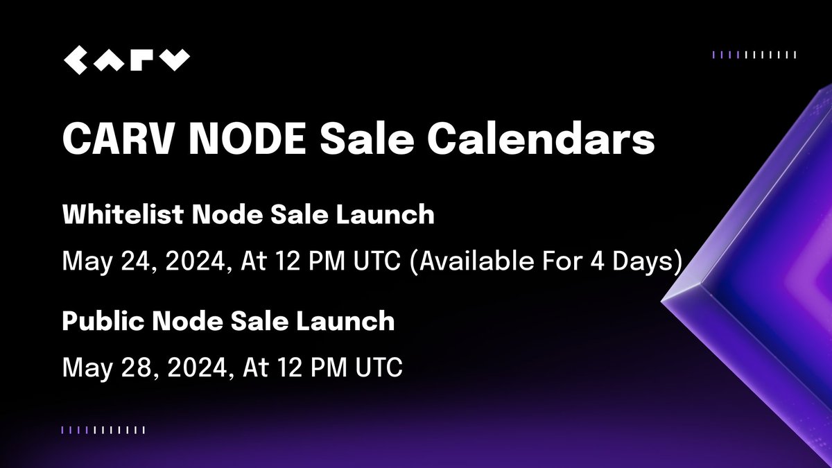 User-Owned Data + Decentralized Verification = ∞
Revolutionizing Data Monetization with Decentralized Nodes

📅 Mark your calendars
🔸 Whitelist Node Sale Launch - May 24, 2024, at 12 PM UTC (available for 4 days)
🔸 Public Node Sale Launch - May 28, 2024, at 12 PM UTC
Visit…