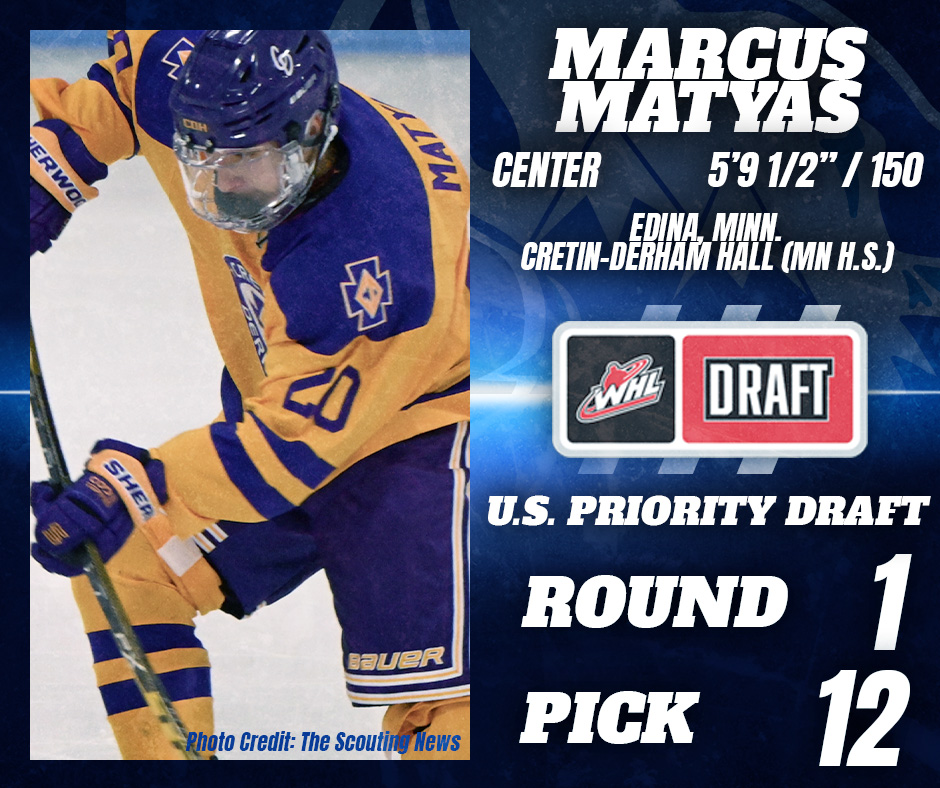Draft day is underway...our first pick in the U.S. Priority #WHLDraft is in, and it's Marcus Matyas, a center from the @cdhhockey high school program in Minnesota! Stay tuned for our second pick 🔜 #RestoreTheRoarWHLstyle