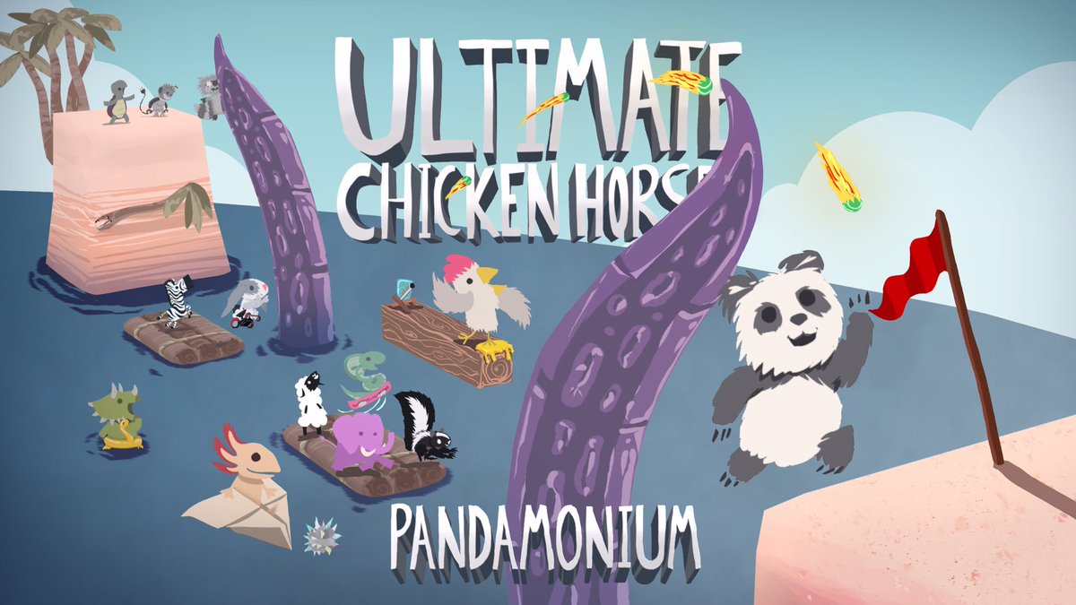 Announcing the FREE Pandamonium Update! 🐼 Panda joins Ultimate Chicken Horse on May 13, 2024! Full announcement: store.steampowered.com/news/app/38694… 🎍 New Panda character 🐻 New Bear skins 🏝️ New levels 💎 New outfits #ultimatechickenhorse