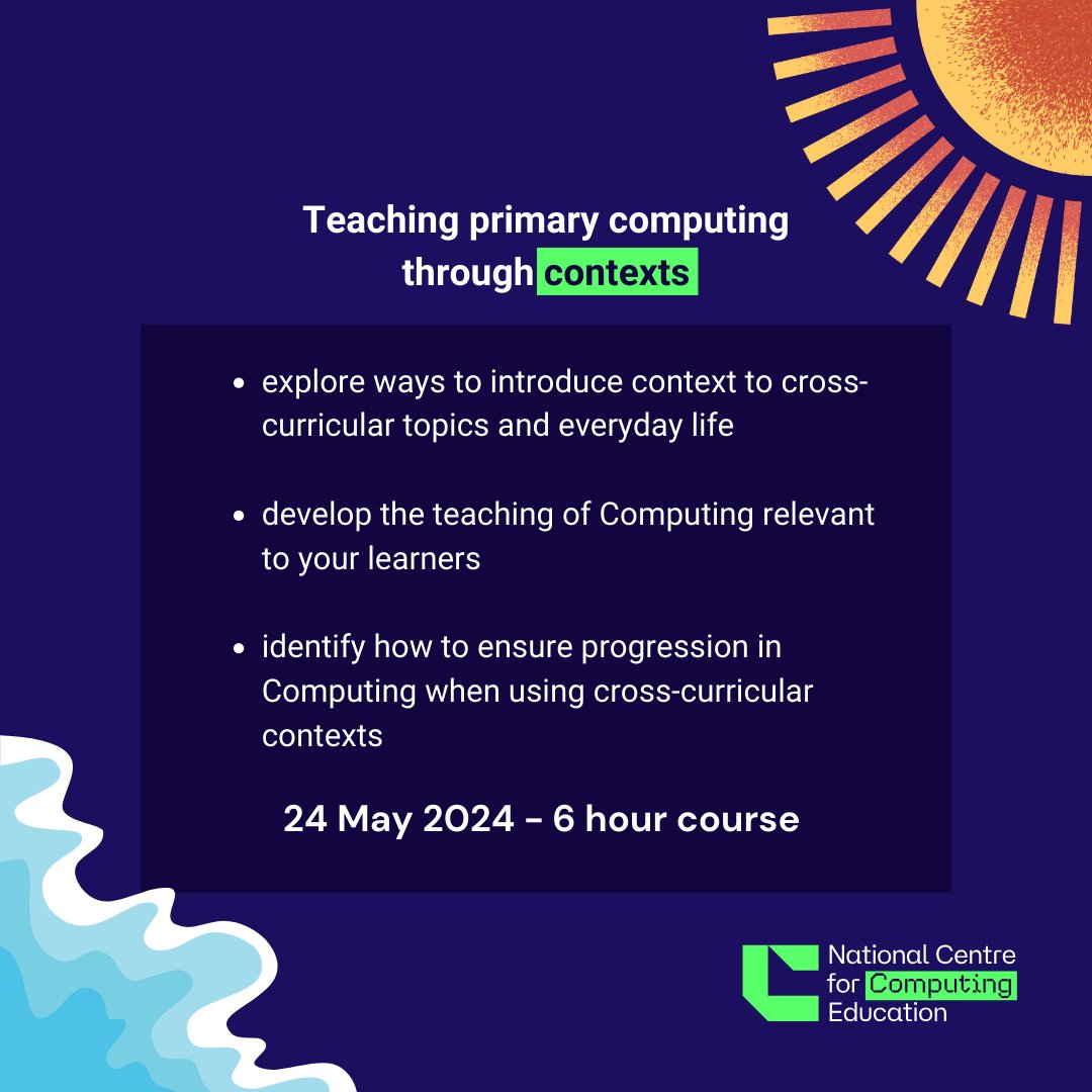 WeAreComputing's tweet image. Warm up your computing knowledge before the #summerofcomputing begins by trying one of our primary residentials ๐
๐ค meet likeminded teachers
๐ learn in a classroom environment
๐ซ delivered by subject experts
Find out more with our latest blog!
๐ ncce.io/ivzh4h