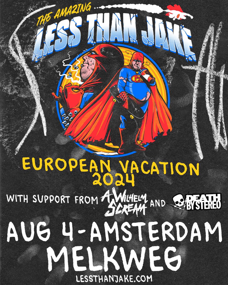 AMSTERDAM. We are coming to the @melkweg on August 4! We are bringing @AWILHELMSCREAM and @skullandbolts along for the ride. Can anyone recommend anything for us to do while we are in town? tinyurl.com/LESSAMS