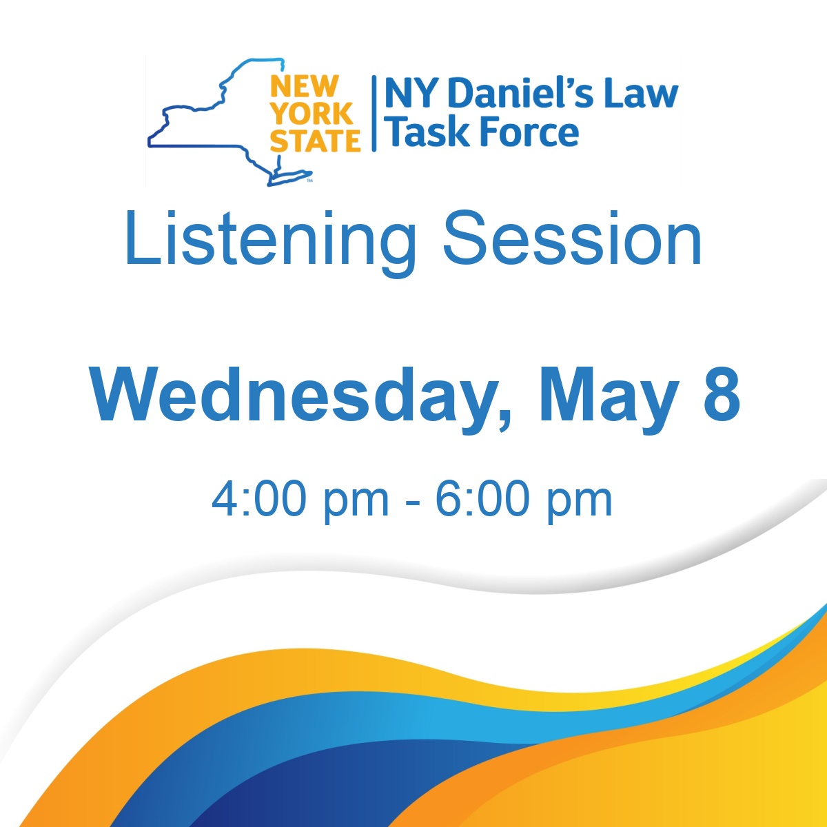 Happening tonight: Daniel's Law Task Force listening session in Rochester. 

Register and learn more here: 
shorturl.at/iKR35