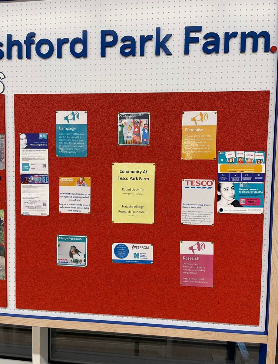 Thanks to all the staff at Ashford Park Farm @Tesco for supporting @NatashasLegacy - thank you!