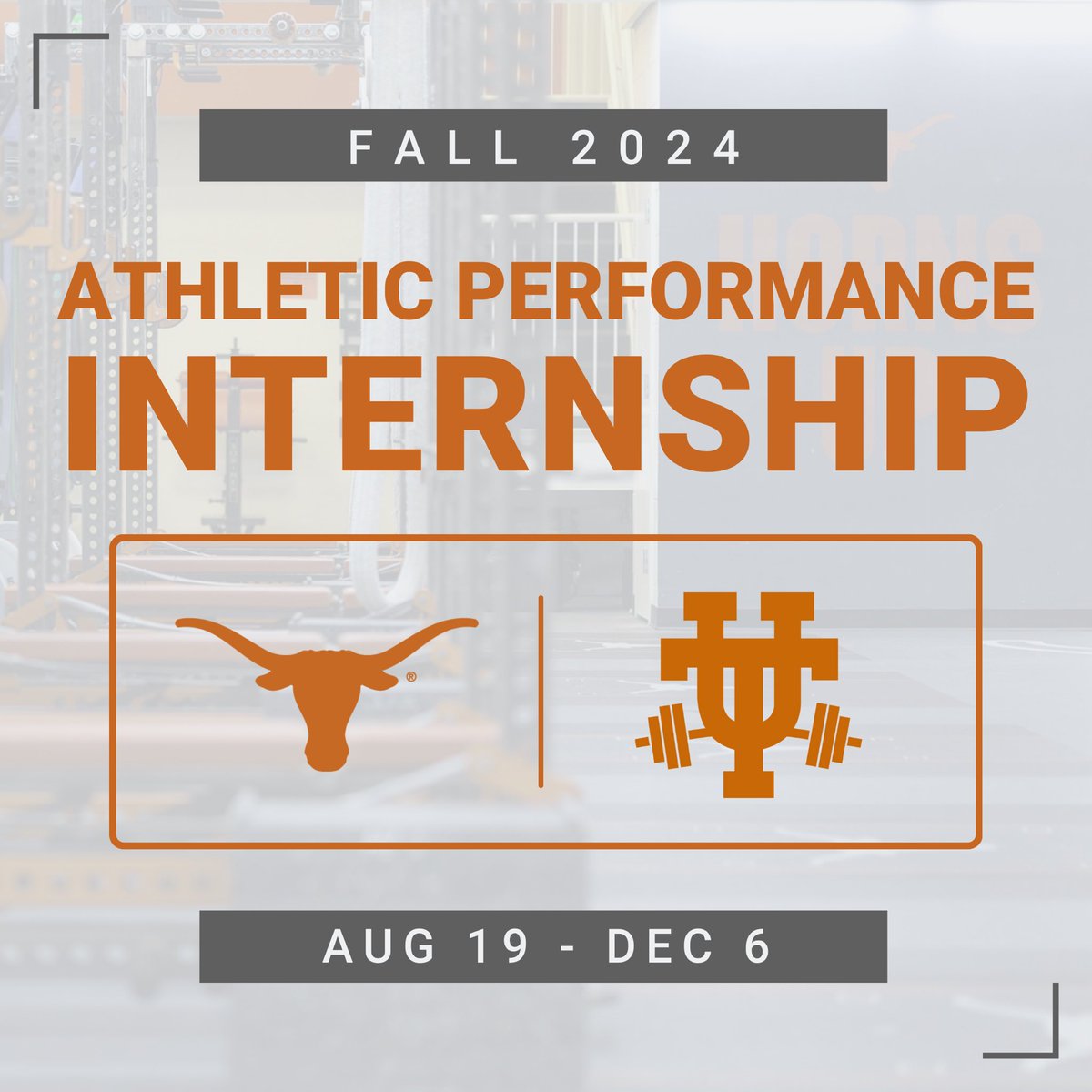 Texas Athletic Performance (@texasap) on Twitter photo Fall Internship 2024
📆 Aug 19 - Dec 6
📧 Michael.hanson@athletics.utexas.edu
📑 Cover Letter, Resume, References
🎯 Bridge training theory & practice
🎯 Improve interpersonal skills
🎯 Explore collegiate coaching Fall Internship 2024
📆 Aug 19 - Dec 6
📧 Michael.hanson@athletics.utexas.edu
📑 Cover Letter, Resume, References
🎯 Bridge training theory & practice
🎯 Improve interpersonal skills
🎯 Explore collegiate coaching