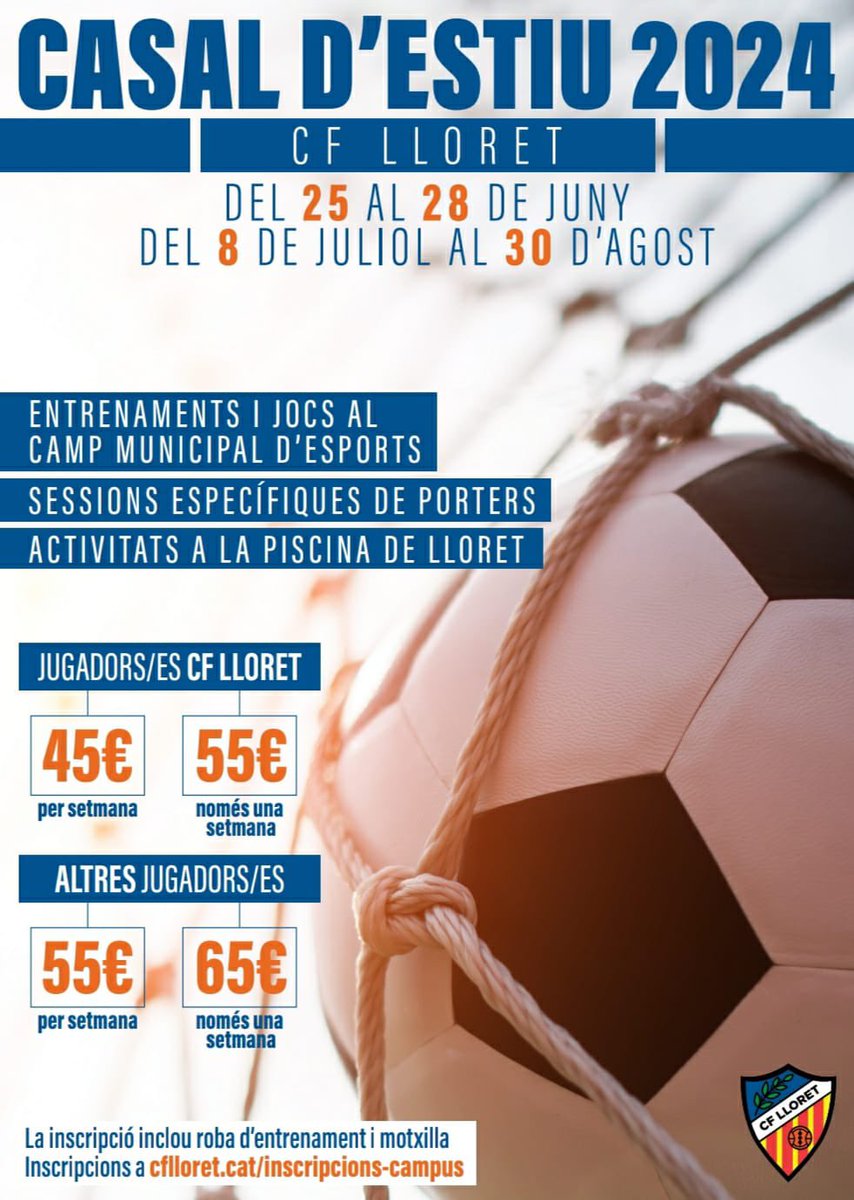 cf_lloret's tweet photo. ☀️ Un estiu més, organitzem el Casal d'estiu. Vine a gaudir de l'estiu amb nosaltres!

Horari de matins, de 9h a 13h.

Inscripcions ja obertes a https://t.co/t3ehfhyBHL

Places limitades! https://t.co/OtuFdieXSh