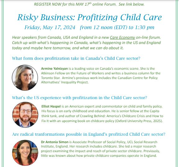 Private equity involvement in child care is not only a U.S. problem. I'm looking forward to joining @ArmineYalnizyan and @ASimonUCL on 5/17 to build an international understanding of the issue and potential action steps. REGISTER AT THIS LINK: sfu.zoom.us/meeting/regist…