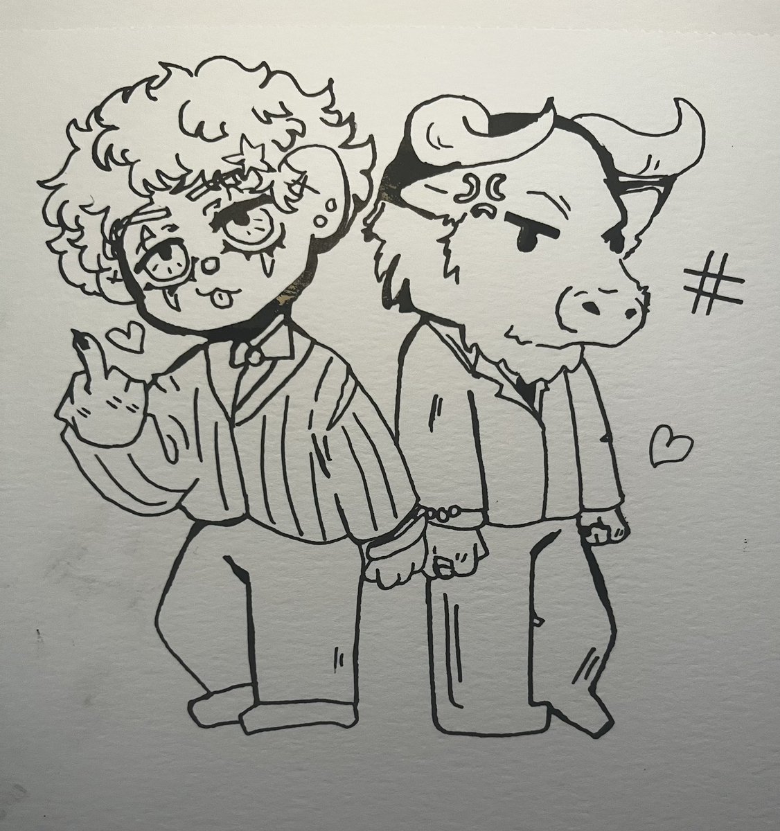 Toro y Pogo juntos por siempre por unas miserables esposas. (me manche toda con la tinta.) #Freddytabo #Pogo #Toro