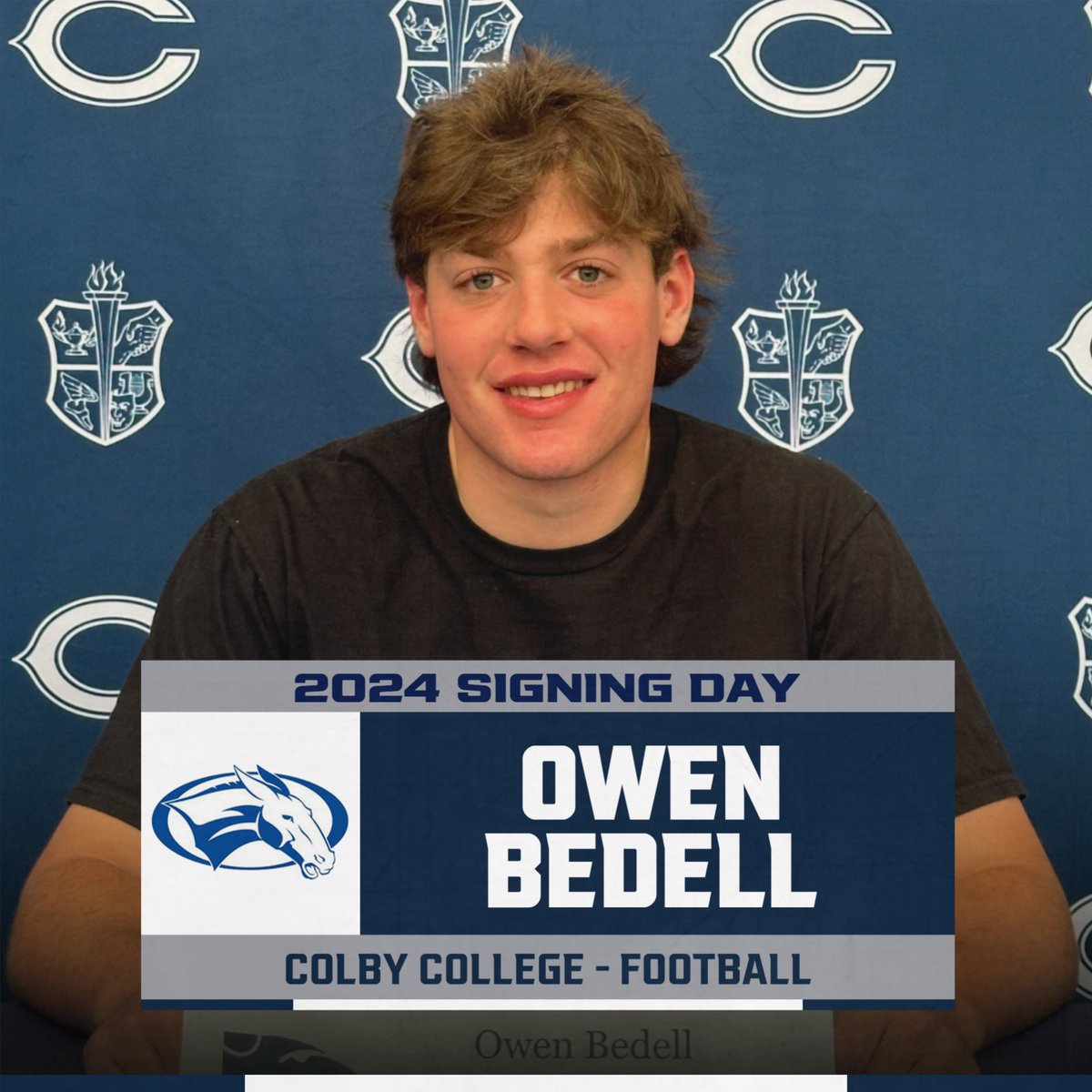 Congratulations to Owen Bedell who has committed to play football for Colby College next year! Best of Luck as you continue your athletic career! @ChathamCougars @Athletics_CHS @ChathamsTAP @dailyrecordspts @ChathamCourier1 @ChathamHS @themules