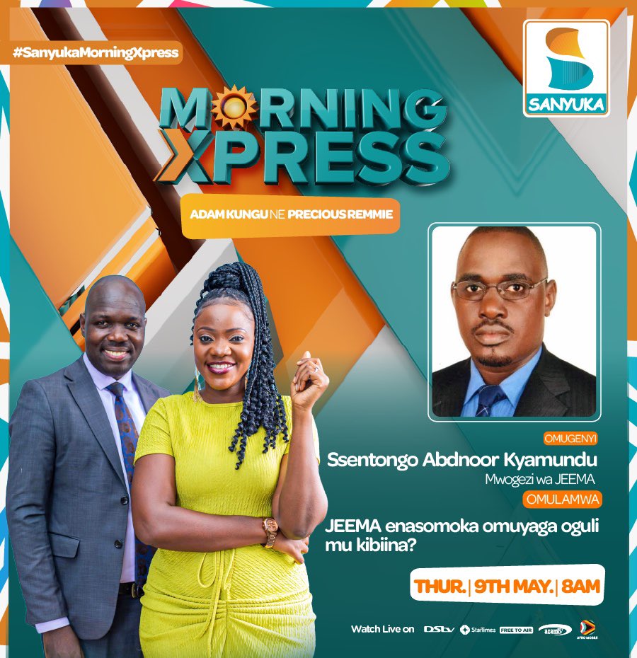 Don't miss out on tomorrow's eye-opening episode of #SanyukaMorningXpress at 8AM, where Henry Kasacca and Ssentongo Abdnoor Kyamundu will share their expertise on pressing national matters. #SanyukaUpdates #FfeBannoDdala