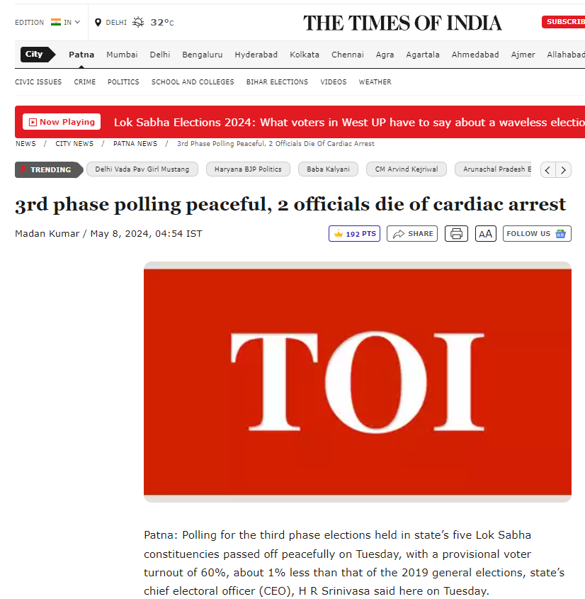 3rd phase polling peaceful, 2 official die of cardiac arrest #DiedSuddenly Classic times of india. timesofindia.indiatimes.com/articleshow/10…