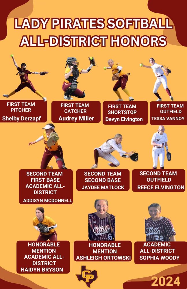 Congrats to the Lady Pirates on their All District Awards 🥎🏴‍☠️