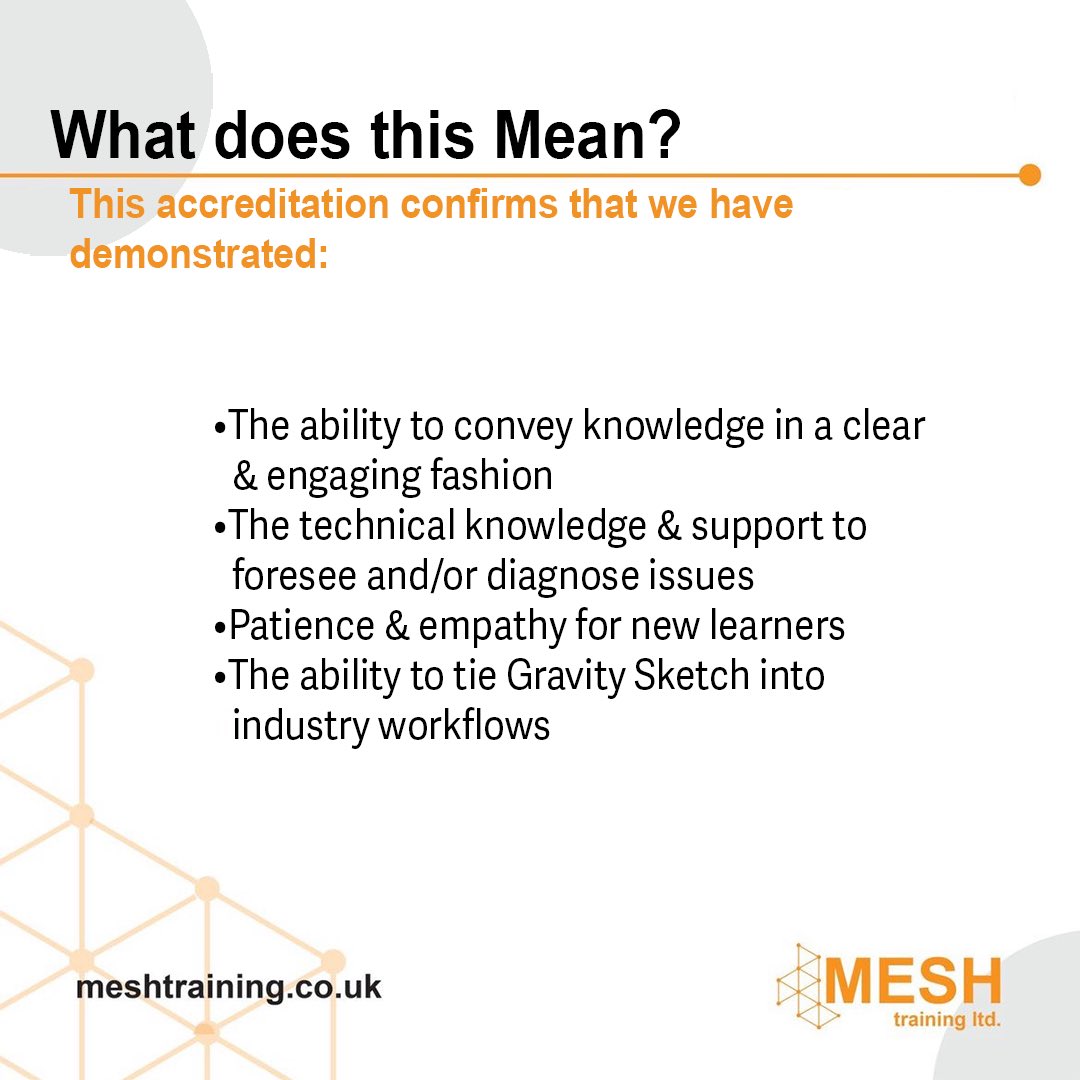 We are proud to announce we are now certified Gravity Sketch Certified Trainers (level 4) from Gravity Sketch!

Thank you to the team <a href="/gravitysketch/">Gravity Sketch</a> for their continued support as we take Mesh Training Ltd. to new heights %
#GravitySketchCertification #GravitySketchTrainer