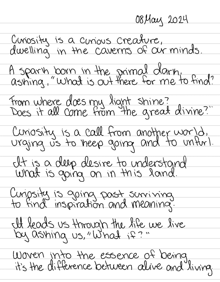 GeometricPoems's tweet photo. This week's poetry blog is on Curiosity. 

Curiosity is a mysterious quality within the human spirit, compelling us to delve beyond what is already known.

Read more: https://t.co/zvYN6xALH3

#WritingCommunity #PoetryTwitter #PoetryCommunity #Poem #Poet #Poetry #ShapePoem https://t.co/7tegjaantm
