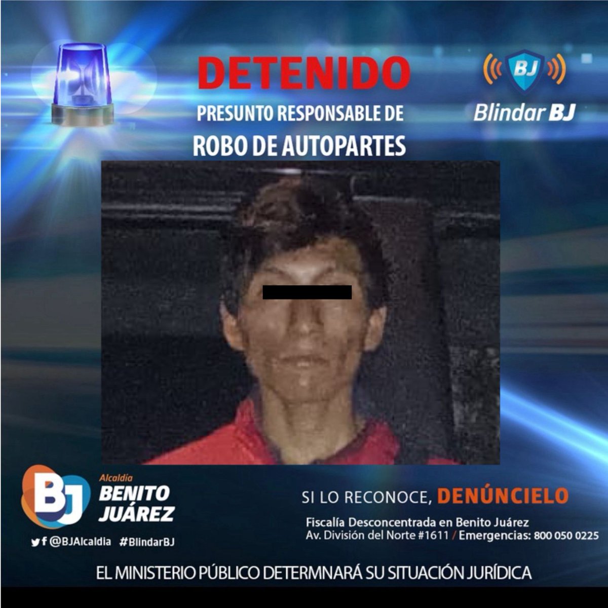 🚨El Equipo de Proximidad #BlindarBJ detuvo a un sujeto por robo de autopartes en José María Linares, Del Valle Sur.🚔