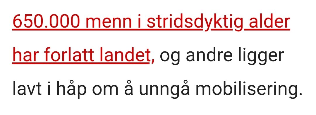 Jeg minnes så vel alle innlegg som handler om at når man er noen nyanser brunere i huden så er det STOR SKAM å flykte til trygghet hvis man er MANN ....
 Er man fra Ukraina så er det visst helt greit og forståelig..... 🙄
Jepp... DET er nivået av dobbeltmoral vi har å deale med