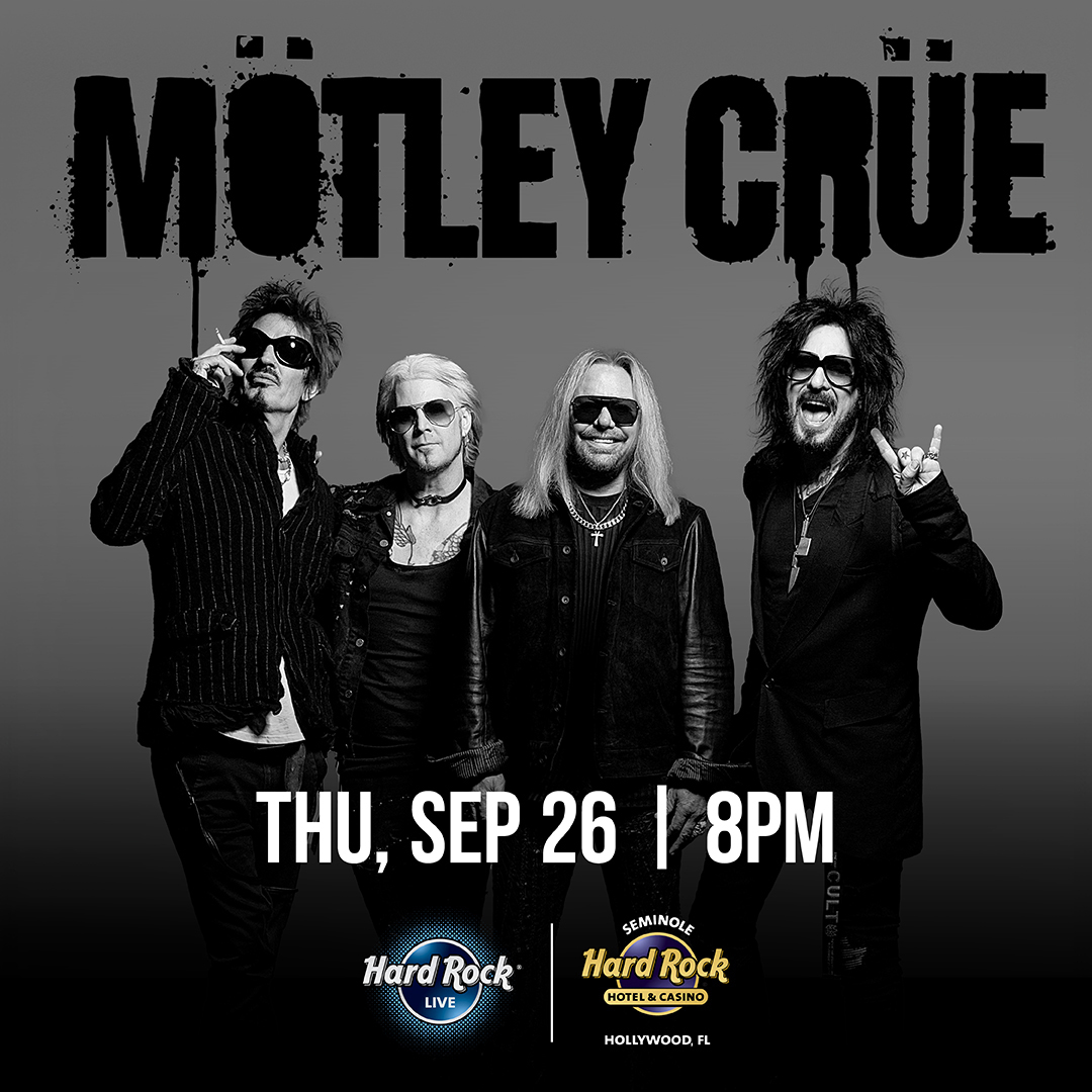 New Show Announced! 🔥 Join Mötley Crüe at @HardRockHolly - Hollywood, FL on Sept 26th! Tickets on sale this Friday May 10th 💥 ARTIST PRE-SALE ON NOW - PASSWORD : MC2024 Get tix here : ticketmaster.com/event/0D0060A1…