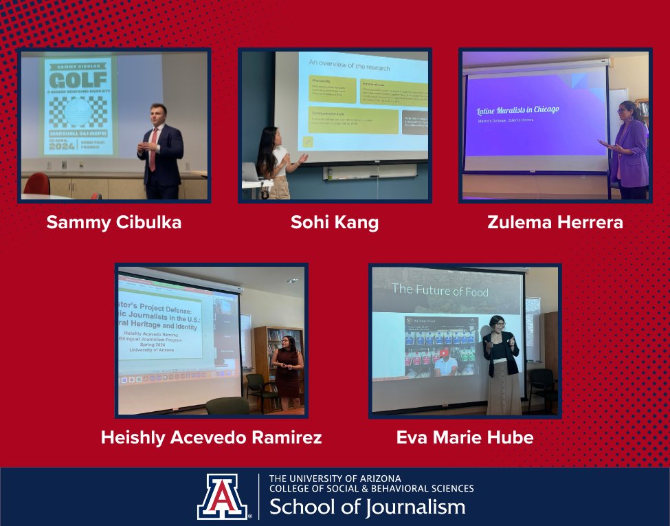 Congratulations to all of our graduate students who defended their final research projects this semester! Topics ranged from diversity in golf to the works of Latine muralists living in Chicago. Read more about graduate student projects here: journalism.arizona.edu/graduate-stude…