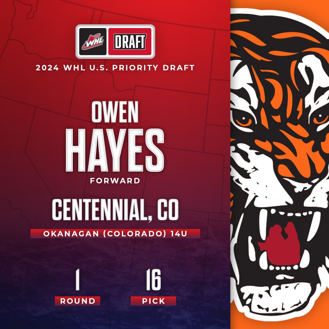 With the 16th overall pick at the 2024 WHL U.S. Priority Draft, the <a href="/tigershockey/">Medicine Hat Tigers</a> select Owen Hayes Okanagan (Colorado) 14U.