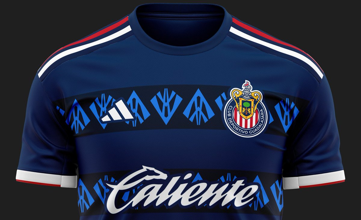 New request delivered ✅ @Chivas 🟥⬜️🇲🇽 Asked via our website 🖥️ Context on the away kit: I created a pattern using the shape of a bridge in the city 👕 Any bespoke kits for your #FootballManager save can be asked via our website fmcustomkits.com 🖥️ #FM24