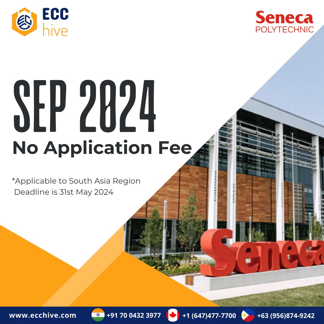 ECC_Hive's tweet image. No application fee @senecapoly for SEP 2024 applications*
Hurry and book your seat today!

Contact us:
Email: inquiries@ecchive.com

#ecchive #canada #senecapolytechnic #senecacollege #seneca #senecastudentlife #internationalstudents #studyincanada #educationconsultancy #fall2024
