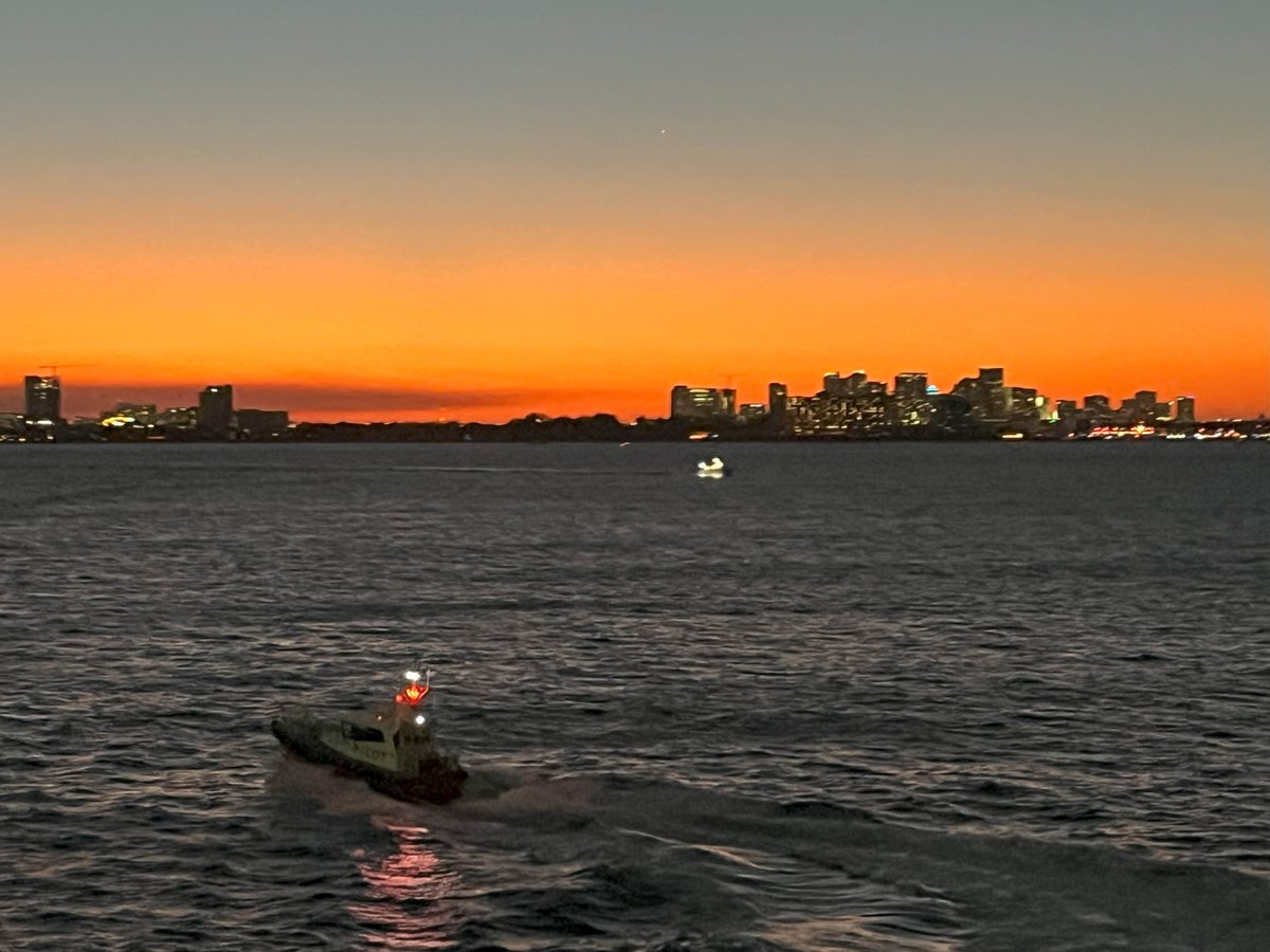 Pic of the day! (Taken Apr 2024) - the Fort Lauderdale pilot has steered us out of port and is returning home. Here we come, Atlantic Ocean/Caribbean Sea! #authoronvacation #FortLauderdale #sunsets