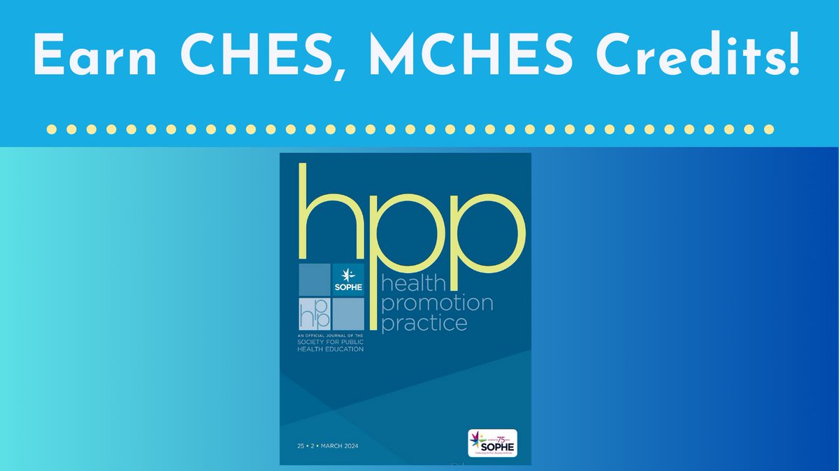 Did you know you can earn #CHES, #MCHES, and #CPH CE hours by reading designated articles in #TheHPPJournal? A SOPHE offering: bit.ly/3cumGlE