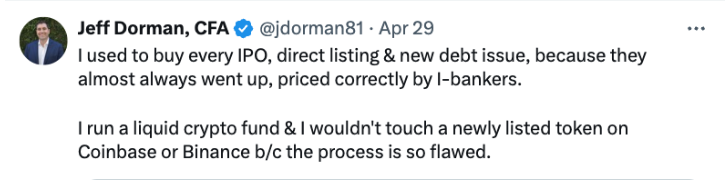 🤔 'Why do we have 10% unlocks at token generation events ... and all this jiggering of token supply/low float early on? 🗣️ Simple. Some who claim to be venture investors have acted quite contradictory in recent years.' - @jdorman81 Learn more. 👉 bit.ly/4b2OmwP