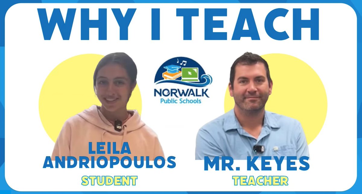 1 day or 1 week in May, it just isn’t enough! Because we have so many amazing teachers, we can’t contain our #teacherappreciation in such a short time. @NorwalkHS_CT’s @DmcaNorwalk students join the #WhyITeach interview series, starting w/ Mr. Keyes. vimeo.com/943266219?shar…