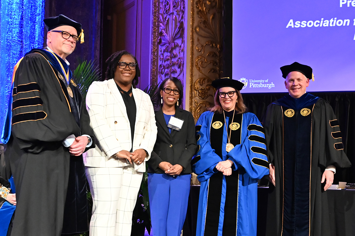 Dean Eboni Zamani-Gallaher and faculty members Heather McCambly and Khirsten Scott were recognized at the Pitt Faculty Honors Convocation held last month! ✨ The event celebrates faculty achievements that characterize the quality of academic life at Pitt.