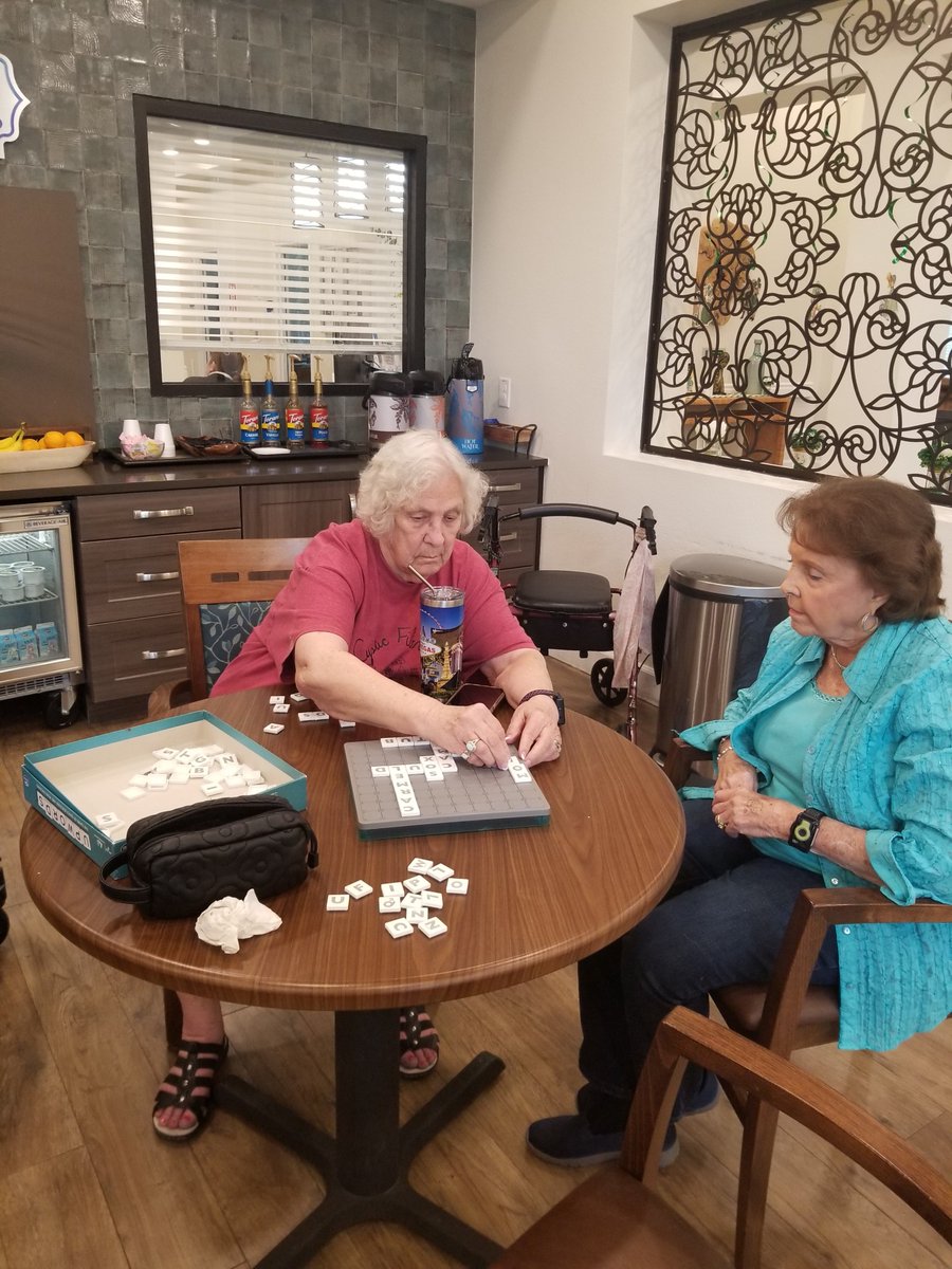 Carolyn and Nancy are having a blast with the Upwords game! There is loads of laughter and fun as they enjoy this engaging and entertaining pastime!! 😄 👍 👏 😃

 #GameUpwords #ItsGameTime #FriendlyCommunity #TheVillageatSugarLand #AssistedLiving