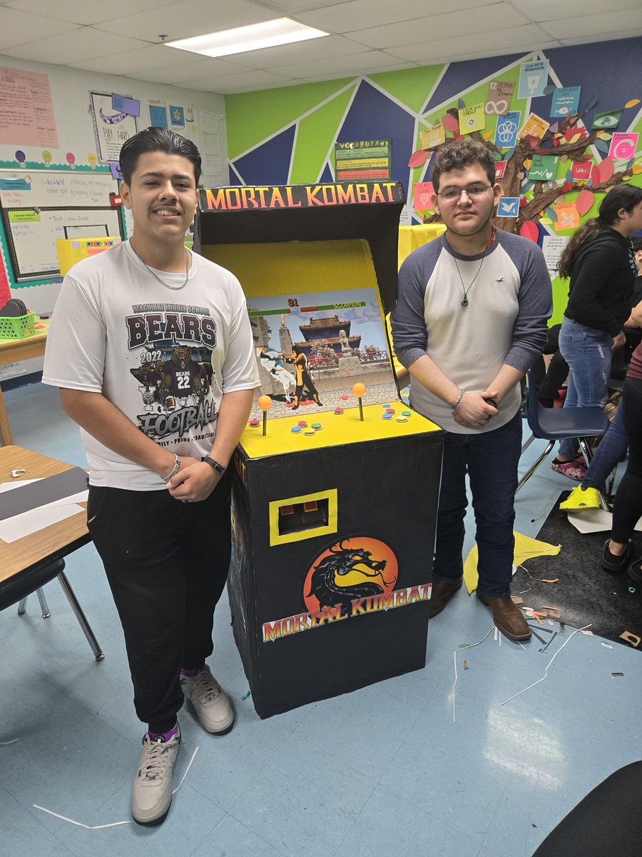 <a href="/PSJA_Ballew/">PSJA Ballew School of Business and Energy</a> students embracing <a href="/PSJAISD/">PSJA ISD</a> initiative of sustainability. Students created an arcade machine using recycled materials. #creativity #psja