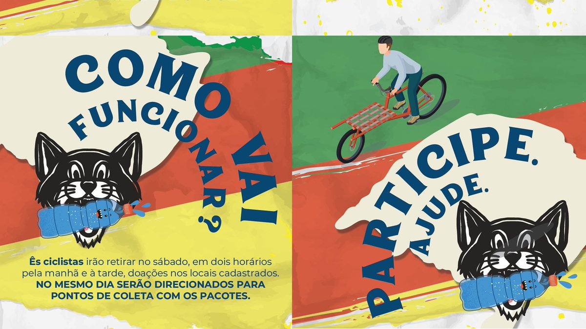 raulramone's tweet photo. Se possível, embale sua doação no tamanho de uma mochila pra gente conseguir fazer o transporte com segurança. 
ONDE CADASTRO: https://t.co/re9F0cGInu (o link fica ativo até amanhã, quinta-feira, à noite)

Espalhe a informação e faça suas doações. 
#AlleycatMissãoRS https://t.co/9KUy8T1oDQ