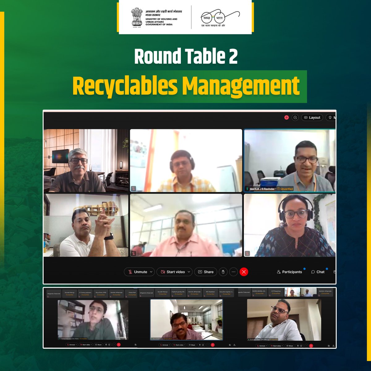 Today, Swachh Bharat Mission organized two Round Table discussions with practitioners and industry representatives to discuss collection and transportation of municipal solid waste and recyclables management for better waste management in India. #wastemanagement #sustainability