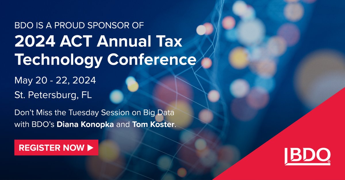 Attending @TaxACTOrg’s 2024 Tax Technology Conference in Florida? Don’t miss the session on big data provided by our Diana Konopka and Tom Koster: #Tax #TaxTechnology