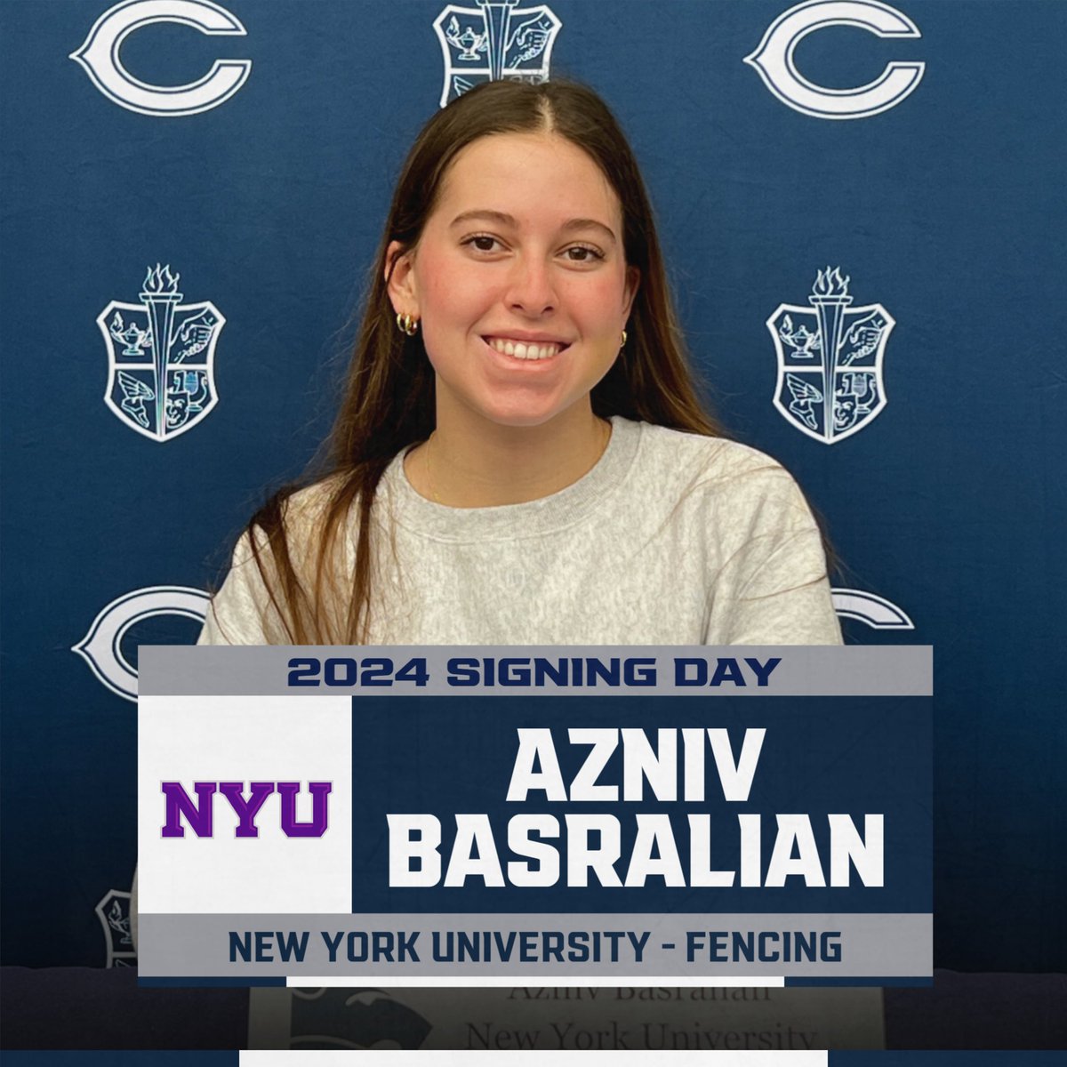Congratulations to Azniv Basralian who has committed to compete in fencing for NYU next year! Best of Luck as you continue your athletic career! @ChathamCougars @Athletics_CHS @ChathamsTAP @dailyrecordspts @ChathamCourier1 @ChathamHS @NYUAthletics