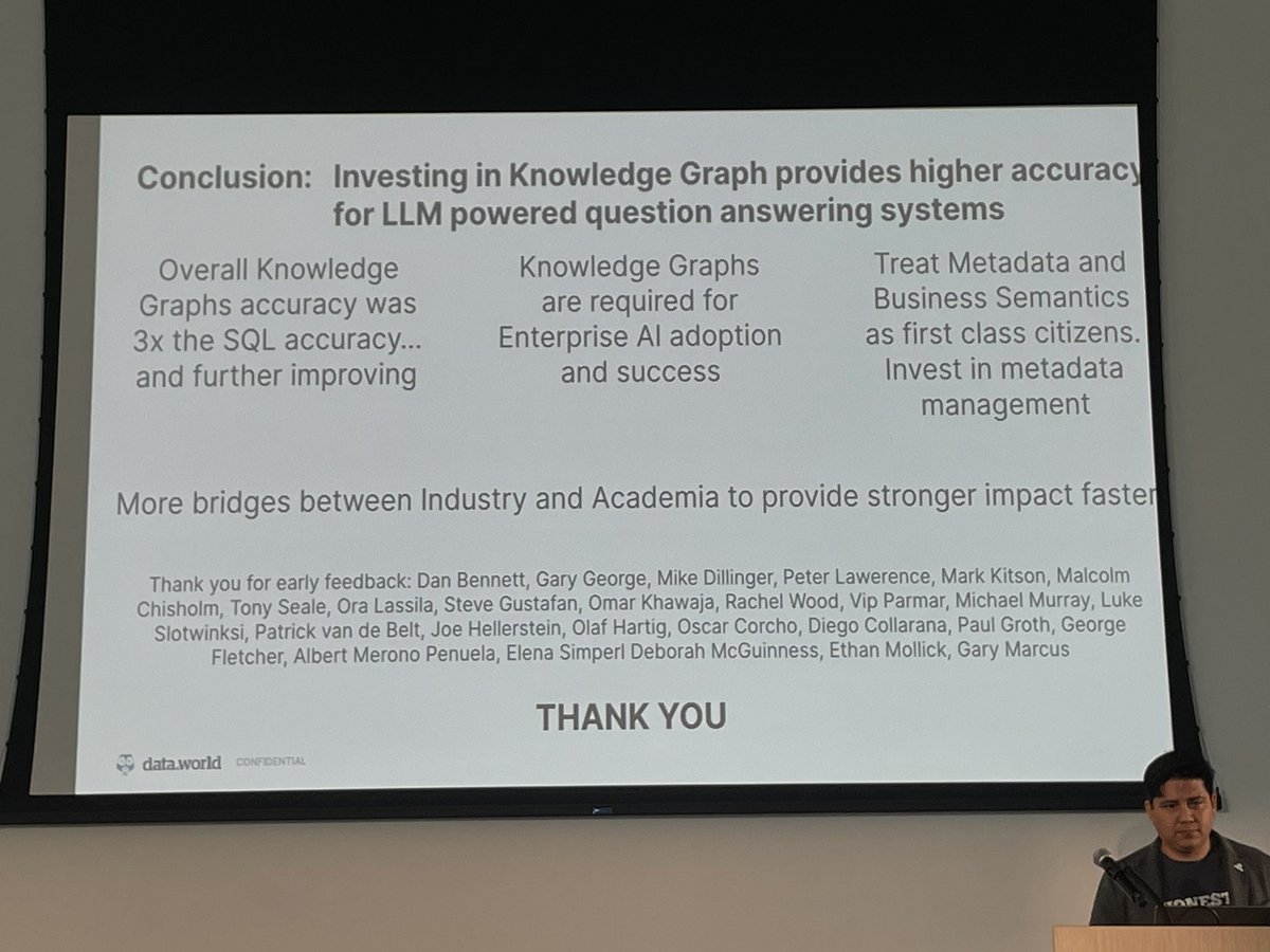 At the Knowledge Graph Conference everybody combines knowledge graphs with LLM and say that the semantic layer improves A LOT the accuracy of results.