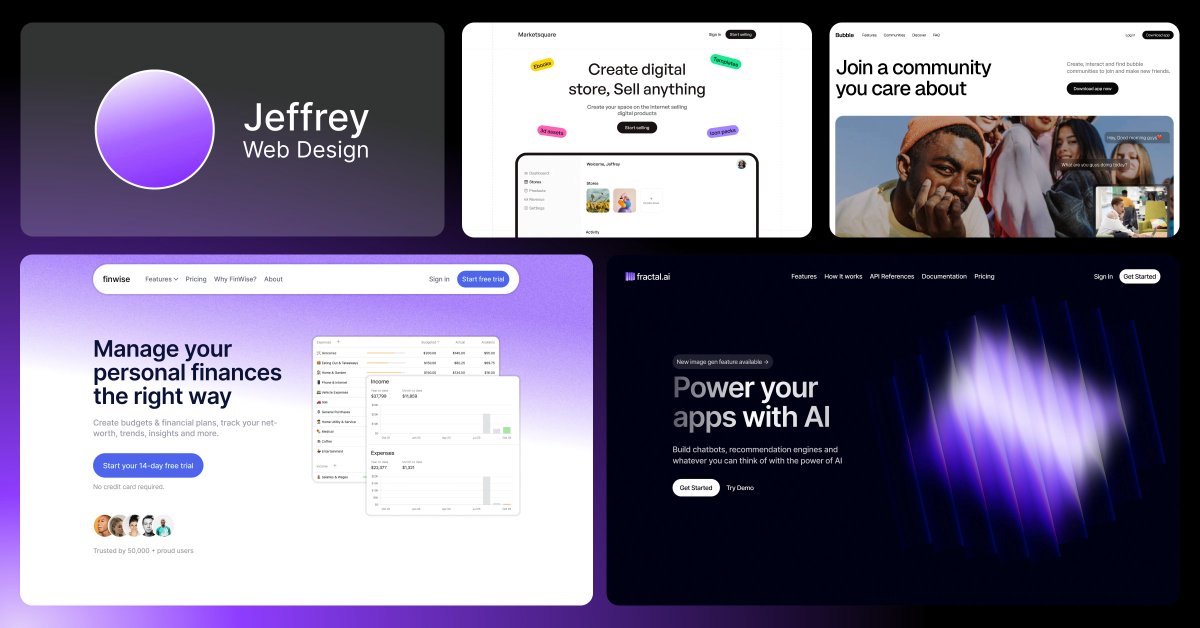 📁 Discover a Creator #3

Today's featured creator is <a href="/jeffreyuzoamaka/">Jeffrey</a>, showcasing their exceptional web design skills!

🚀 Dive into their visionary designs for a burst of inspiration! 

 #WebDesign #designers